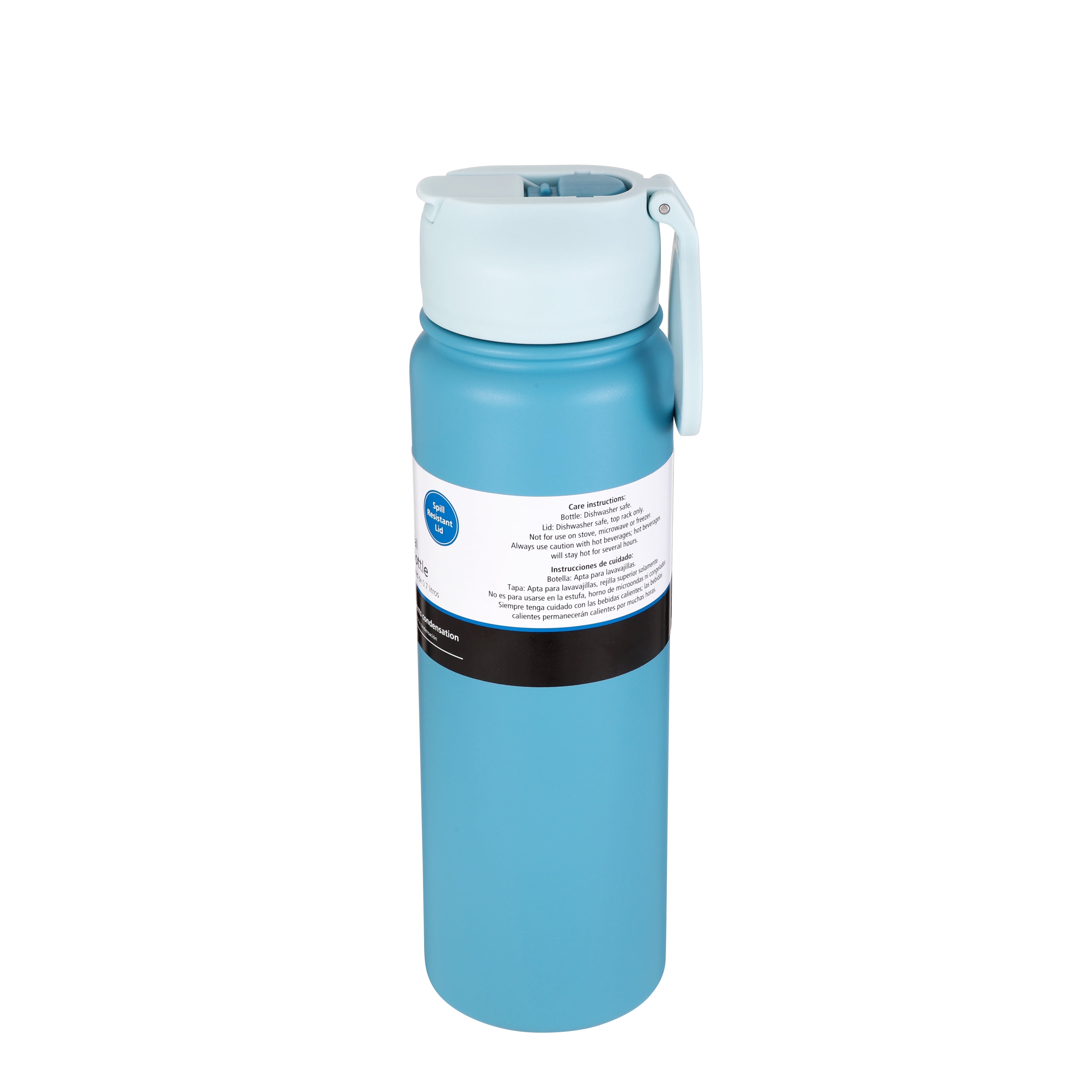 Mainstays 24 oz Blue Stainless Steel Double Wall Water Bottle with Straw Lid