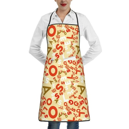 

Gaeub Scandinavian Alphabet2 Kitchen Cooking Aprons Adjustable Bib Apron Waterdrop and Oil Resistant Kitchen Chef Apron for Women Men