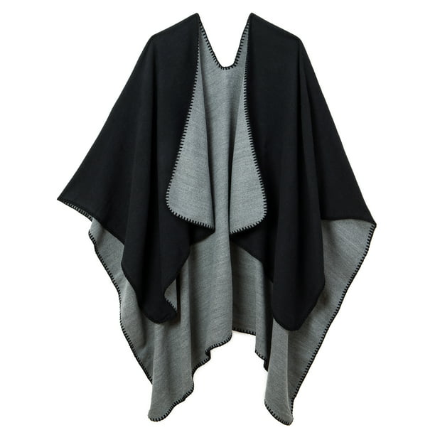 Sitcom Strak Oh LELINTA Women's Sweater Poncho Cape Coat Open Front Blanket Shawls and  Wraps, Black - Walmart.com
