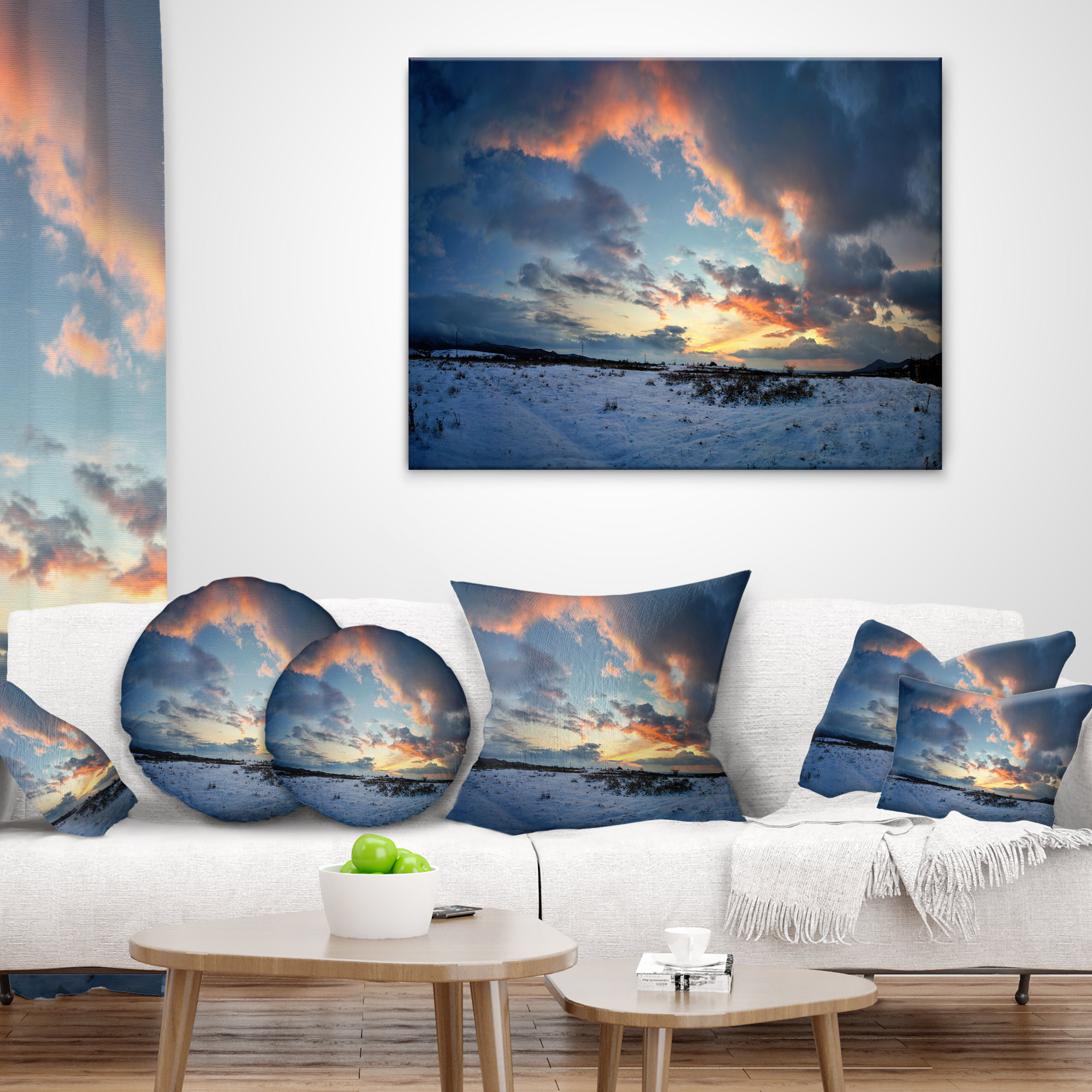 Designart Dark Winter Sky - Landscape Photography Throw Pillow - 18x18