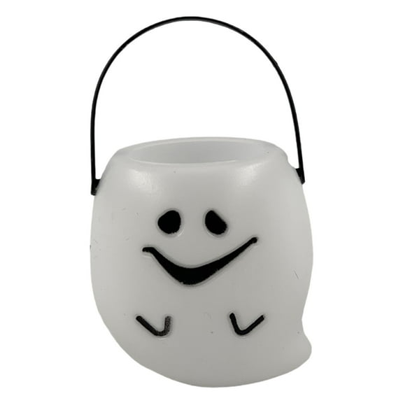 PPKVUFD 1 Pack Mini Halloween Candy Cauldron,Pumpkin Ghost Candy Bucket Holder with Handles for Trick or Treat Halloween Party Favor Home Decoration Supply