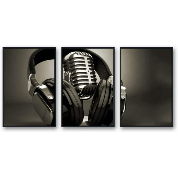 IDEA4WALL Framed Canvas Wall Art for Living Room, Bedroom Microphone Canvas Prints for Modern Home Decoration Ready to Hang