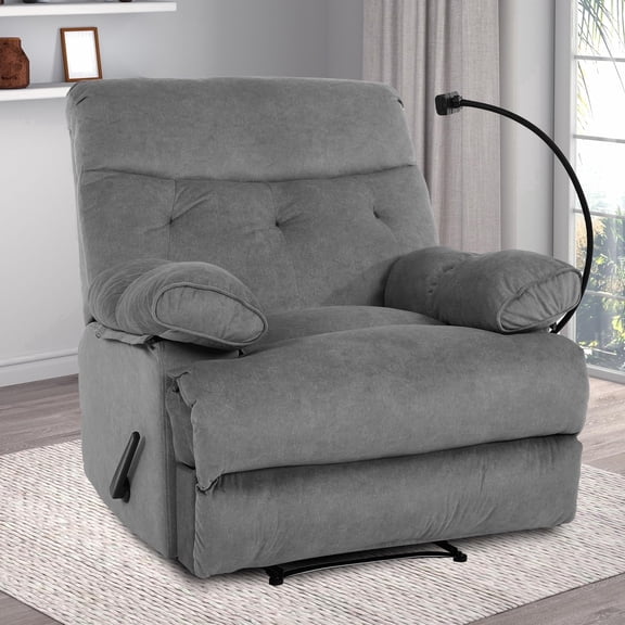 Ergonomic Manual Recliner for Adults, Oversized Modern Recliner Chair for Bedroom, Living Room, Home Theater and RV，Dark Grey