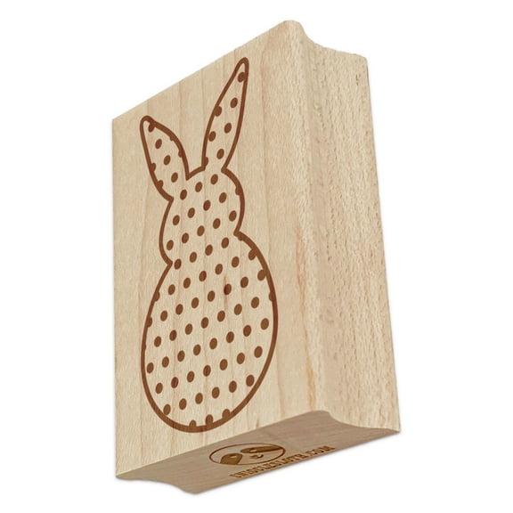 Bunny Pattern Polka Dots Easter Rabbit Rectangle Rubber Stamp Stamping Scrapbooking Crafting - Small 1.7in