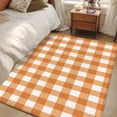 thumbnail image 5 of Orange Plaid Large Area Rugs for Bedroom Living Room, Soft Non Slip Carpet Bedside Rug, Gradient Geometric Buffalo White Checkered Rectangle Floor Cover Kitchen Accent Rug 3'x5' for Office, 5 of 9