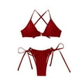 thumbnail image 6 of Hicidod Women's Bikini Swimsuits Sexy Halter Push Up Swimwear Triangle Beach Trendy Bathing Suit 2 Piece Tie String Thong, 6 of 7