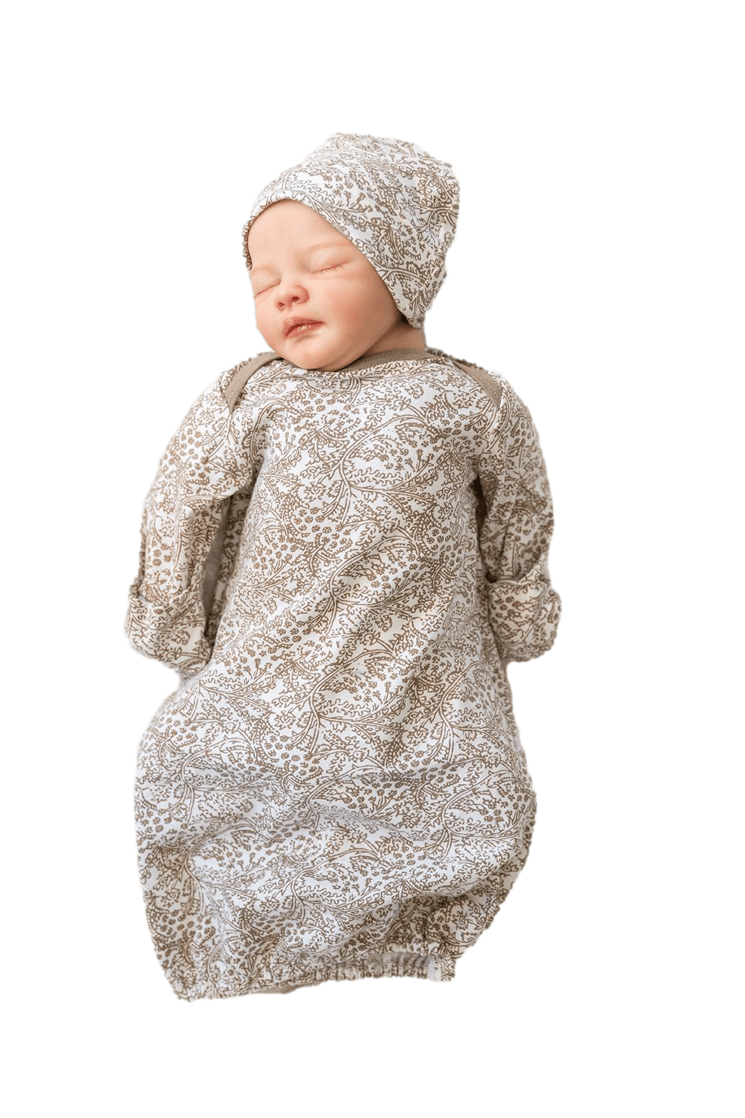 Baby Be Mine Newborn Gown and Hat Set Layette Romper Coming Home Outfit
