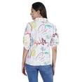 thumbnail image 4 of Moomaya Womens Printed Top Roll-Up&nbsp;Sleeve Collar Neck Button-Down Shirt, 4 of 8