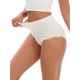 thumbnail image 4 of INSPIRE CHIC Women's High-Waisted Full-Coverage Underwear Wave Trim No Trace Briefs L White, 4 of 4