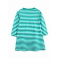 thumbnail image 3 of Bellafa Toldler Girls Cotton Long Sleeve Casual Cartoon Appliques Striped Jersey Dress Kids Tunic Party Dresses With Bird Pocket, 3 of 9