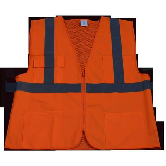 Petra Roc OV2-FSMB-S-M Safety Vest Ansi Class 2 Front Solid Mesh Back, Orange - Small & Medium