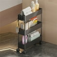 thumbnail image 4 of Usloyux Under $5 3 Tier Slim Storage Cart with Wheels - Bathroom Organizers and Storage Cart - Rolling Carts with Hooks for Office Bathroom, Kitchen, Narrow Space, Laundry Room, 4 of 6