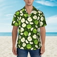 thumbnail image 2 of Fuzoiu Green Fruit Print Hawaiian Shirt for Men, Summer Beach Casual Short Sleeve Button Down Shirts, Men’s Beach Summer Shirts with Pocket,Large, 2 of 7
