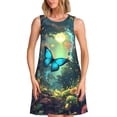 thumbnail image 1 of Easygdp Enchanted Forest Butterfly A para Vestido Transpirable de Mujer, Vestido Suelto de Manga Corta con Pliegues y Bolsillos para el Verano, 1 of 7