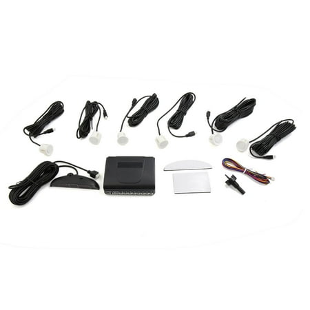 Auto Parking Sensor - 6 Parking Sensors LED Car Auto Backup Reverse Detector Alert Kit w/ Switch White