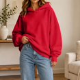 thumbnail image 4 of Women Oversized Hoodie Long Sleeve Drop Shoulder Pullover Solid Color Loose Fit Casual Hooded Sweatshirt, 4 of 9