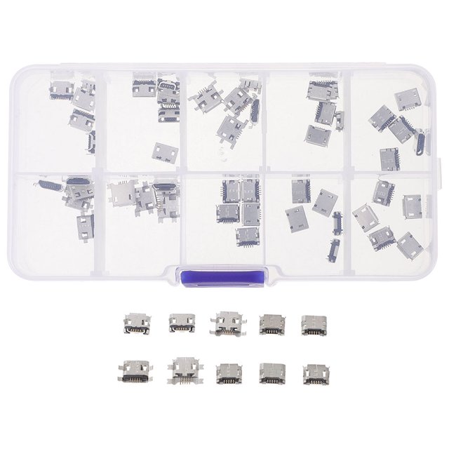 OUNONA 100Ud Conector Micro USB Femenino Multi Para Transferencia Y Carga
