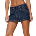 thumbnail image 5 of Npasoilc Low Waist Walking Pocket Denim Mini Skirt for Women Zipper Casual Jean Half Skirt, 5 of 8