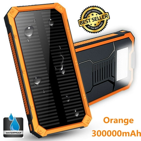 Usb Battery Charger Usb - Solar Power Bank 300,000mAh Waterproof Portable Dual USB Solar Battery Charger Travel Powerbank LED Flashlight + Carabiner + USB Cable For Smart Phone