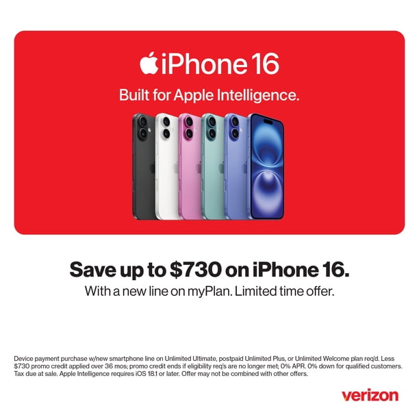 Verizon iPhone 16 256GB White. Apple Intelligence. - Walmart.com