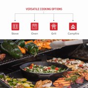 Nexgrill 10 Pre-Seasoned Cast Iron Skillet, Heavy-Duty Round Frying Pan for Grilling, Searing, and Outdoor Cooking, Grill Pan Excellent Heat Retention, BBQ & Camping Cookware – 630-0009