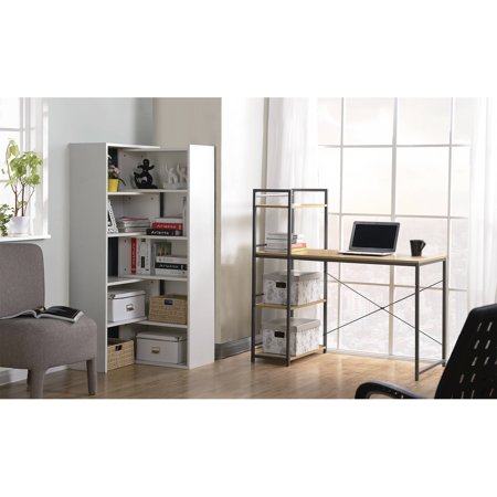 Homestar Desk With Built In 4 Shelf Bookcase Natural Wood Com Homestar Desk With Built In 4 Shelf Bookcase Natural Wood