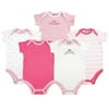 Luvable Friends Girls 0-12 Months Princess Tiara 5-Pack Bodysuit (Pink 3-6 Months)