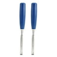 thumbnail image 1 of Juego de 2 cinceles de madera de alta dureza para tallar madera con mango azul para carpintería, cincel plano, cincel ranurador de 1/2 pulgada, 1 of 14