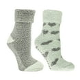 thumbnail image 3 of MinxNY Women's Non-Skid Warm Soft and Fuzzy Lavender Infused 2-Pair Pack Slipper Socks with Lavender Sachet Gift, Hearts, Grey & Green, 3 of 10