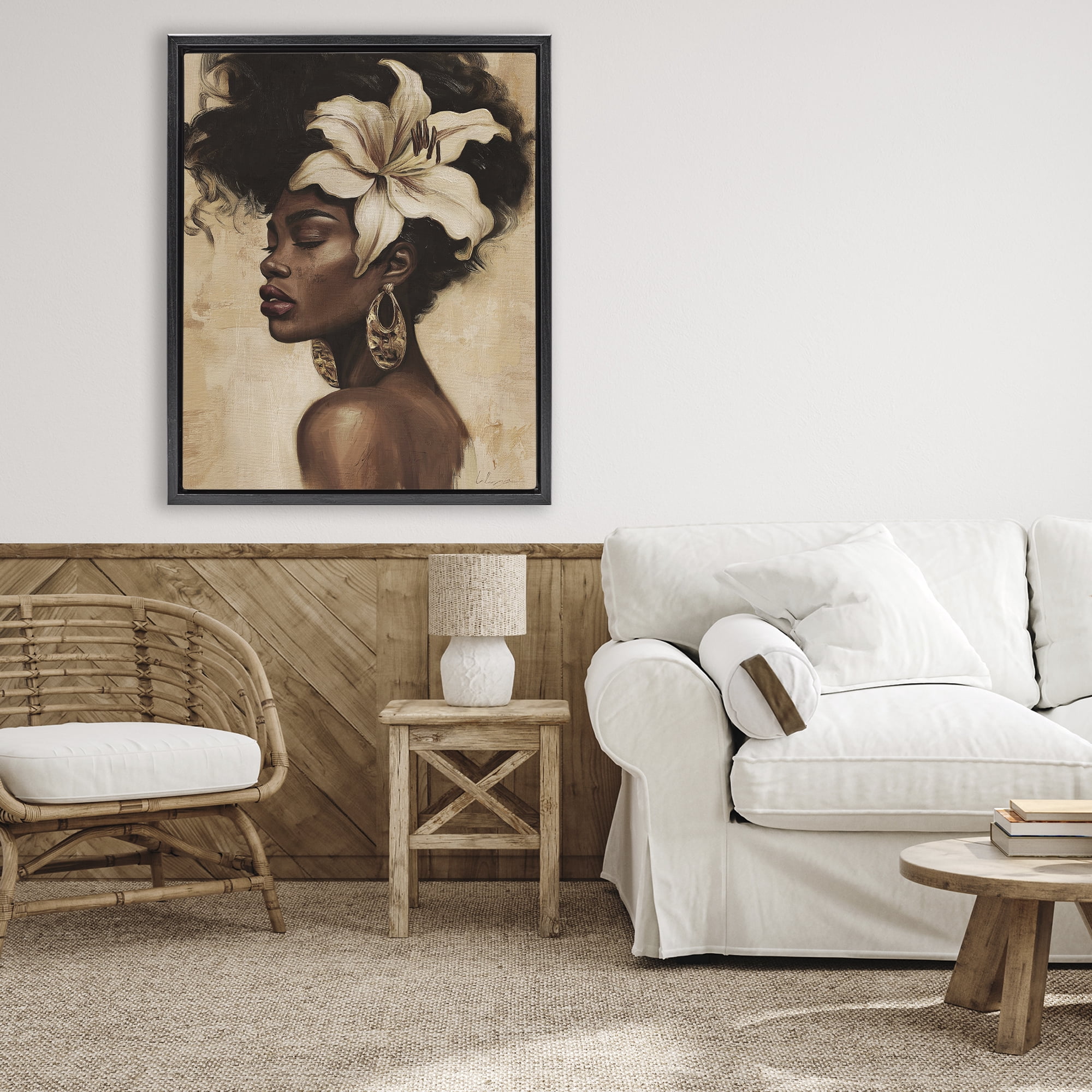 Stupell Industries Nocturne In Ivory Black Framed Floater Canvas Wall Art, design by Svetlana Aleynikova