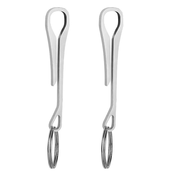 2 Pcs Stainless Steel Keychain Pocket Clip Portable Buckle Key Rings Holder Waist Clip for Men Women