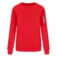 thumbnail image 4 of Htigea Lightweight Sweatshirts for Women Casual Crewneck Long Sleeve Tops Thin Fleece Pullover Sweatshirt Red M, 4 of 4