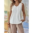 thumbnail image 6 of Linen Tank Tops for Women Summer Casual Loose V Neck Sleeveless Shirts Blouses Tunic Tops White L, 6 of 9