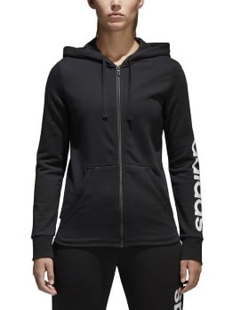zip fleece hoodie, black/white, small 