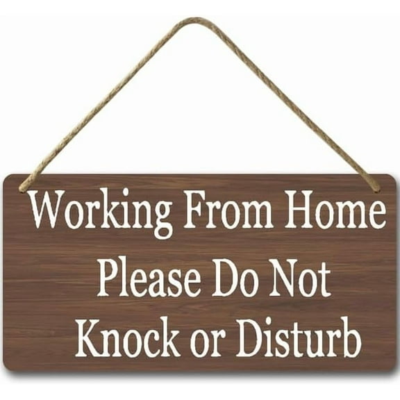 6x12 IN Working from Home Sign Do Not Knock Disturb Door Hanger Sign,Decorative Hanging Wooden Sign Plaque, No Soliciting Sign Yard Hanging Door Sign Home Porch Yard Decoration