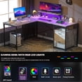 thumbnail image 5 of Homieasy Reversible L-Shaped Gaming Desk with Power Outlet & LED Light Strip, Home Office Computer Desk with Monitor Stand, File Drawer and Workstation,White Oak, 5 of 7