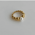 thumbnail image 4 of LAPRECIEUZ DE ARTHES JEWELRY Twisted Pearl Stacking Ring, 7 mm, 18k Gold Plated, Stainless Steel, 4 of 6