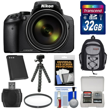 Nikon Coolpix P900 Wi-Fi 83x Zoom Digital Camera with 32GB Card + Battery + Backpack + Flex Tripod + Filter + Kit