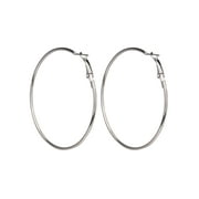 Time and Tru Adult Female 3 Pair Silver Tone Metal Hoop Earring Set- No Stones