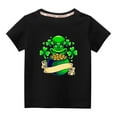 thumbnail image 2 of Lilgiuy Toddler Boys Girls St. Patrick's Day T-Shirts Shamrock Clothes Tee Shirt for Kids Short Sleeve Crewneck Cotton Pullover Tops for Indoor and Outdoor Activities (Black), 2 of 5