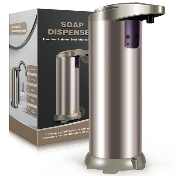 Automatic Soap Dispenser, Fits Most Soaps, 3 Adjustable Dispensing Levels, Smart Precise Sensing, Easy to Use & Refill, 8.8 oz Stainless Steel Touchless Soap Dispenser for Kitchen