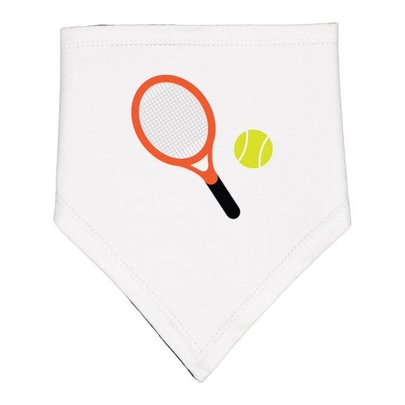 Inktastic Tennis Racket and Ball Baby Bandana Bib