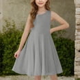 thumbnail image 5 of Girls' Summer Dresses Sleeveless Tank Dress Kids Casual Loose Crewneck Grey Beach Sundress 13-14 Years, 5 of 7