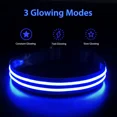 thumbnail image 3 of Collar para perros recargable con luz LED, collar de seguridad impermeable e intermitente con correa impermeable ajustable para perros pequeños/medianos/grandes, súper brillante, azul L, 3 of 5