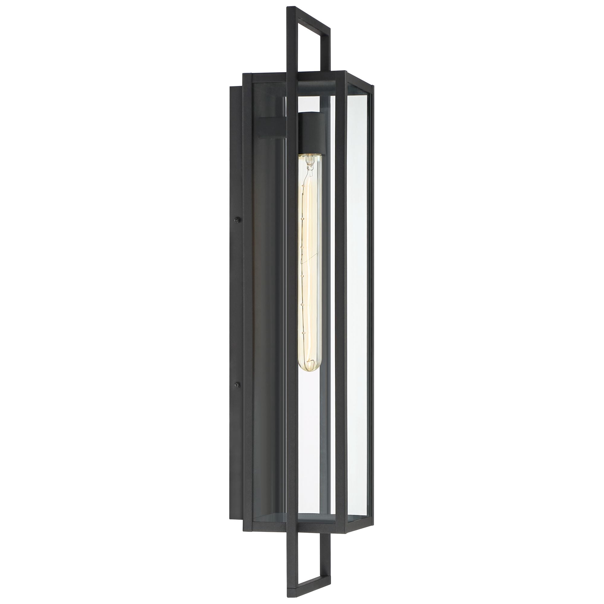 Possini Euro Design Jericho 28" High Modern Outdoor Wall Light Fixture Mount Porch House Edison Bulb Textured Black Finish
