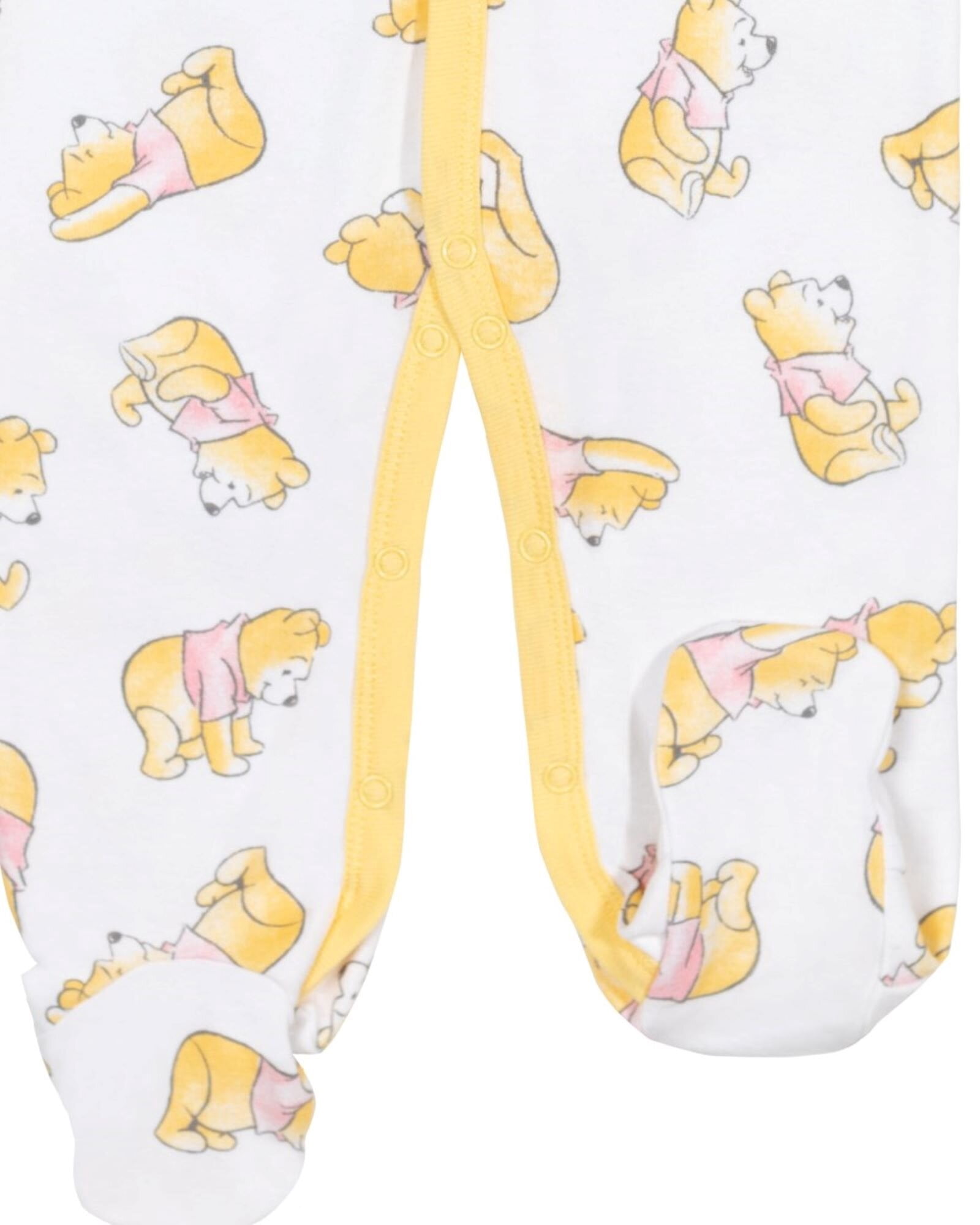 Disney Winnie the Pooh Baby Boys' 2-Pack Footed One-Piece Sleep N' Play Pooh White Grey