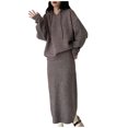 thumbnail image 4 of TMOYZQ Womens Fall Fashion 2025 2 Piece Outfits Sweater Sets Casual Long Sleeve Oversized Top and Bodycon Maxi Long Skirt Knit Dresses Lounge Sets, 4 of 4
