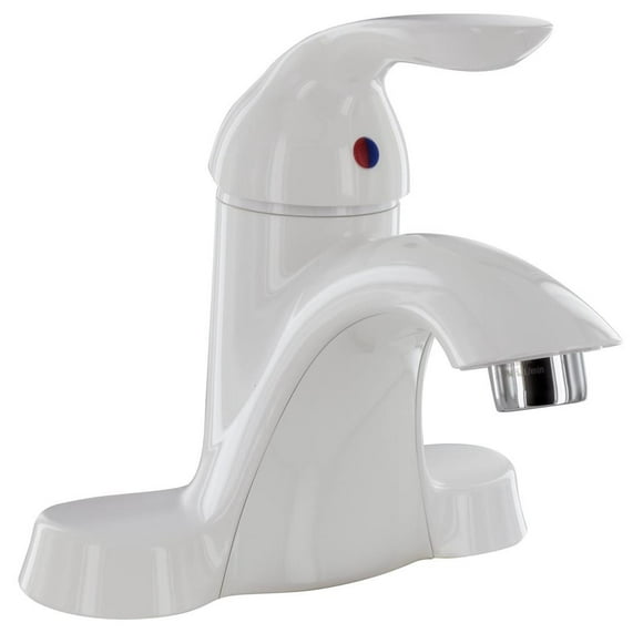 Phoenix Robinet PF232421 Utilisé pour Lavabo; Pièce Unique Montage sur Plateau de 4 Pouces; Bec en Haut; Poignée à Levier Unique; Infusé de Polymère Nickel Brossé/plastique avec Métal en Poudre