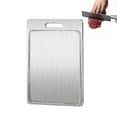 thumbnail image 5 of Opvise 304 Stainless Steel Double-Sided Cutting Board – Brushed Surface, Dual Zone Meat & Vegetable, Durable & Easy Clean, Multiple Sizes (S/M/L/XL/2XL), 5 of 8