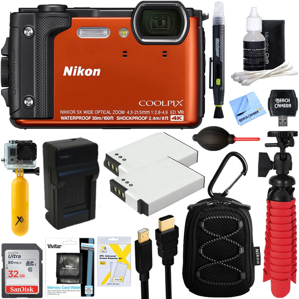 Nikon COOLPIX W300 16MP 4k Ultra HD Waterproof Digital Camera (Orange